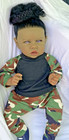 Reborn Baby Girl Doll 22  African American Silicone Vinyl Blue   purple Eyes Reali
