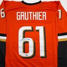 Autographed signed Cutter Gauthier Anaheim Orange Hockey Jersey Beckett Bas Coa