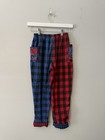 Vintage Zoodles 90   s Primary Color Plaid Pants Cars Unisex Kids Size 6 8