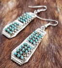 Stephen Haloo Zuni Sterling Silver Petit Point Turquoise Dangle Earrings  repair