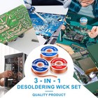 3pcs Solder Wick Braid Kit With Flux  Low Residue Desoldering Wire 10ft Each