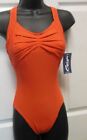 Capezio Pleated Synergy Dance Leotard Ballet Mandarin Orange X-strap 10189 