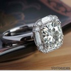 Moissanite Halo Engagement Ring 3 50 Ct Round Brilliant Cut Solid 14k White Gold