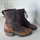 Vintage Durango Western Lace-up Boots Women   s Size 8 Brown Leather Kiltie