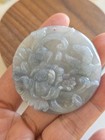 Natural Burmese Jade Carving Flower Bird Pendant Charm
