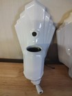 White Sunburst Design Porcelain Wall Sconce Fixtures Pair Vintage Art Deco Chain