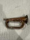Vintage Brass Copper Bugle Military Style Horn With Mouthpiece