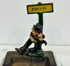 Vintage Cast Iron Drunk Leaning On Sign Post Opener ashtray 1940s Wilton