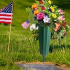  12pk Memorial Cemetery Flower Vases W spikes     Grave Decorations Plastic 