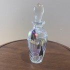 Vtg Art Glass Iridescent Perfume Bottle Pulled Hearts White Trailing 5 5 