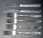 Six Piece National Airlines Flatware Collection  2 Knives  3 Salad Forks  1 Fork