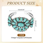 Vintage Turquoise Cuff Bracelet For Women Blue Gemstone Bangle