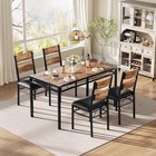 Kitchen Dining Table And 4 Upholstered Chairs Set With Corner Protector Brown