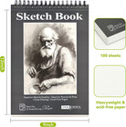 Premium 120gsm Sketch Book - 9 x12  Spiral Bound Drawing Pad 1 Pack Of 100 Sh   
