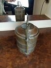 Antique Brass Silver Plate Bento Box Stacked Lunch Pail Turkish 3 Tier