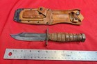 Vietnam War Ontario Fighting Knife With Leather Handle And Sheath