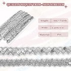 0 9 Inch X 14 Yards Sequins Beaded Lace Trim  Braid Trim Ribbon Silver Tone