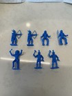 Vintage Marx Native American Indians Blue Figures Lot Usa 1960s