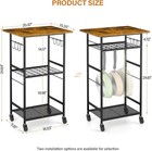 Threehio Rolling Kitchen Microwave Cart 3 Tier With Wheels For Storage-