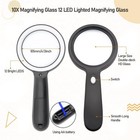 Magnifying Glass With Light  10x Handheld Large Magnifying Glass 12 Led Illum   