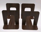 4 Vintage Metal Industrial Library Small Bookends Mcm Faux Woodgrain 5  X 4 75  