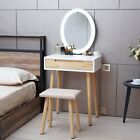 Vanity Desk Make Up Dressing Table Set W  Led Lighted Mirror Stool Drawer Small