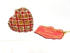 Vtg Royal Gem Austrian Crystal Heart Enamel Hinged Trinket Box New With Box