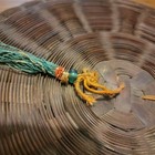 Vintage Chinese Wicker Sewing Basket With Lid     Handwoven     8 5  Diameter