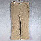 Eddie Bauer Womens Corduroy Pants Khaki Tan Beige Straight Leg Stretch Size 14