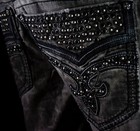  220 Mens Rock Revival Jeans  jovanny  Swarovski Leather Slim Straight 30 X 29