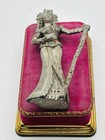 Vtg Signed Hand Carved Pewter Figure Celtic Female Warrior Sorceress Goddess