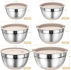 Mixing Bowls With Airtight Lids Set  26pcs Stainless Steel Khaki Bowls With Grat