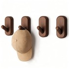 Wooden Wall Hooks For Hanging - 4 Pack Heavy Duty Coat Hooks Wall Dark Walnut