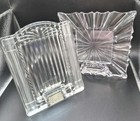 Pair Vtg Mikasa Crystal Photo Frames Scalloped Starburst Hollywood Regency 2pc