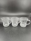 Set Of 3 Vintage Arcoroc Floral Glass Tea Cups Coffee Mugs 70s 80s France