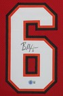 Baker Mayfield Autographed   Framed Red Buccaneers Jersey Auto Beckett Coa