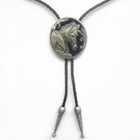 Horse Head Western Cowboy Rodeo Blue Enamel Bolo Tie