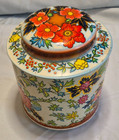 Vintage Daher Floral Tin Container W  Lid     Made In England