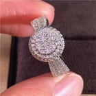 2 3ct Round Cut Real Moissanite Cluster Engagement Ring 14k White Gold Plated