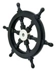 Handmade Nautical Black Wooden Ship Wheel 18 Inch Wall Vintage Collectible Decor