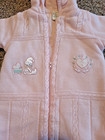 Vtg Baby Girl Hooded Knit Sweater Bunting Suit Pink 3 6 Mo  Zip Up 80 s Acrylic