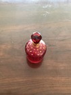 Cranberry Glass Perfume Bottle     Gilt Stars  Faceted Stopper  Antique