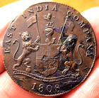 Detailed Admiral Gardner Shipwreck Coin British India 20 Cash Dated 1808