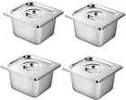4 Pack 1 6 Size Hotel Pans 4   Deep Steam Table Pan With Lid 7  l X 6 5  w St   