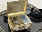 Vintage Gold Ormolu Cameo Music Box Japan Jewelry Trinket Box