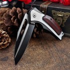Wood Black Tactical Spring Assisted Open Blade Folding Pocket Knife Hunting 