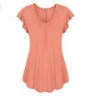 Summer Women Casual Crew Neck T Shirt Solid Tunic Short Sleeve Blouse Loose Tops