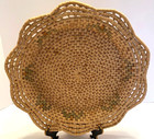 Vintage Coiled Wicker raffia Shallow 14  Basket tray-boho cottage country