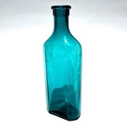 Stunning Teal Blue Druggist   Pharmacy Style Bottle Made By Clc Co