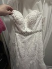 David s Bridal White Lace Fit And Flare Wedding Dress Mermaid Sweetheart Size 10